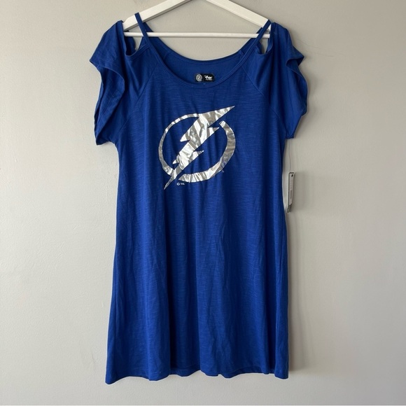 NWT NHL Tampa Lightning Cold Shoulder Blue Dress Medium - Picture 1 of 8
